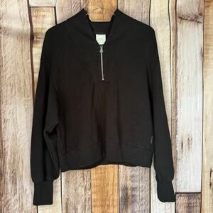 Varley Sweatshirt Davidson Sweatshirt Black Pullover DoubleSoft Half-Zip Large